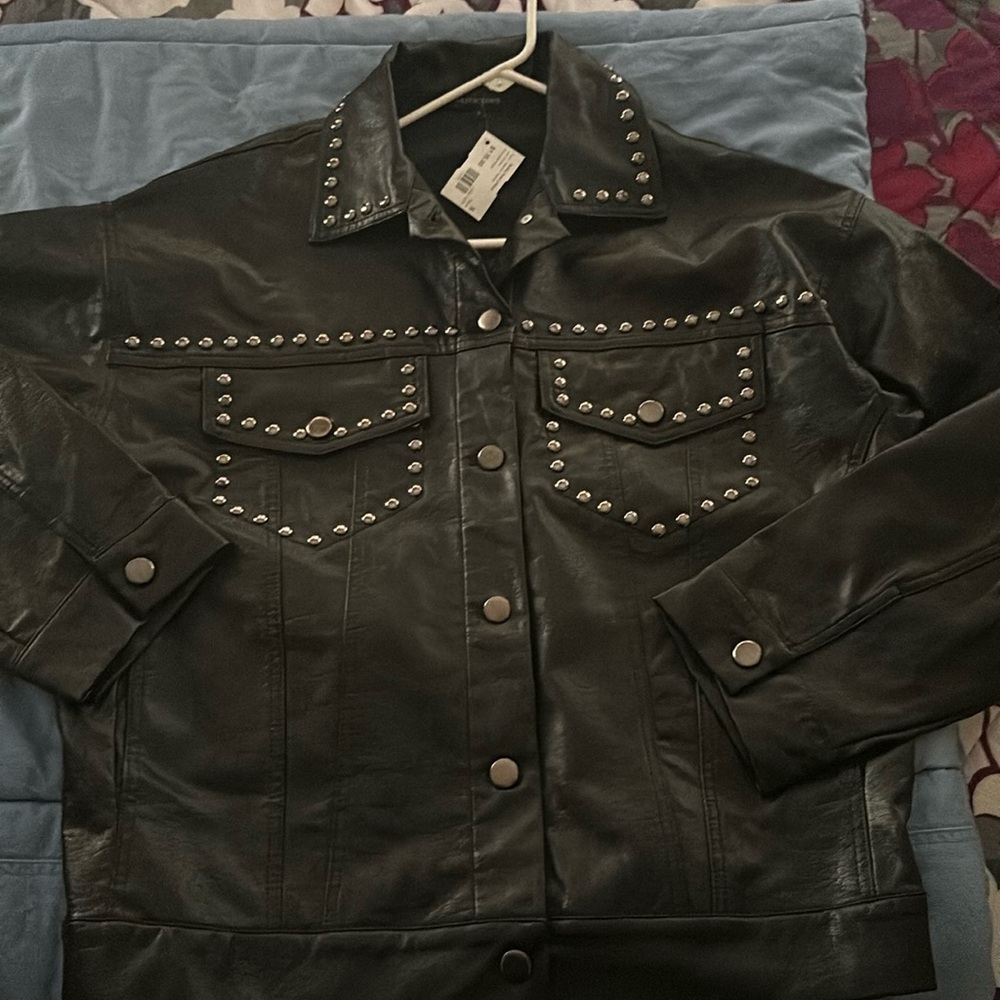 Faux leather shacket